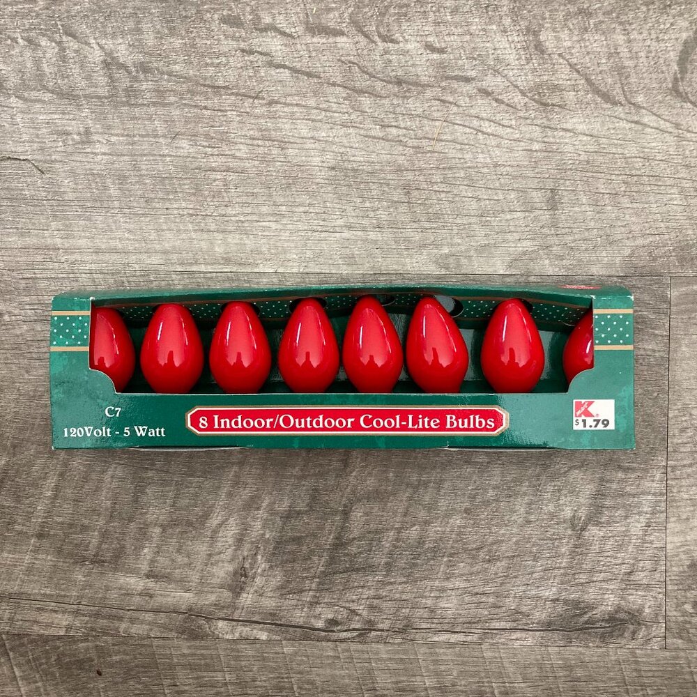 NOS new in original box 8 vintage red C7 cool lite replacement Christmas Bulbs